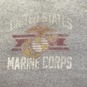 United States Marine Corps T-Shirt Eagle Globe Anchor L Grey Distressed